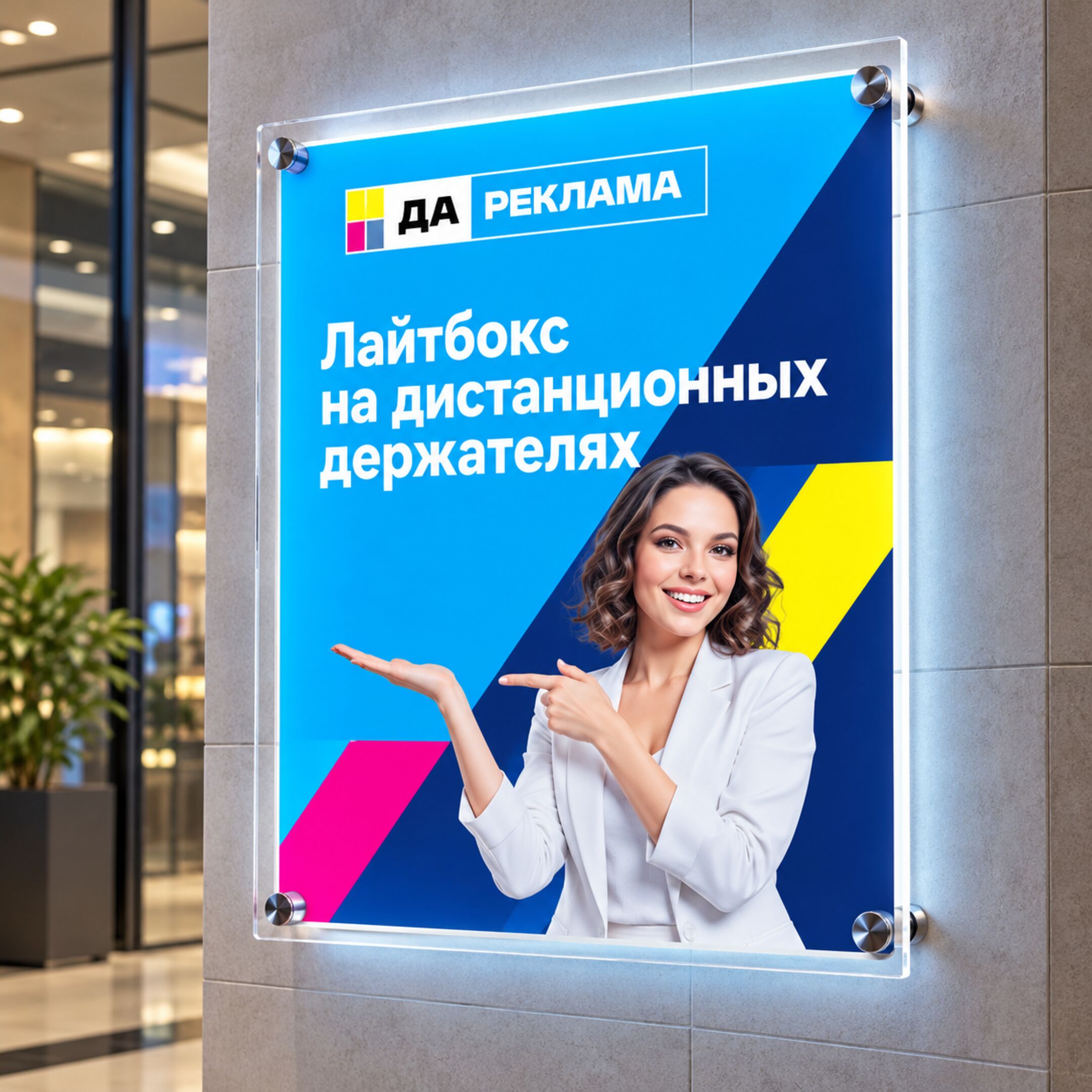 Лайтбокс на дистанционных держателях